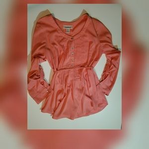 Motherhood Maternity Women’s Blouse Size M CoralPink LongSleeve Button Pregnancy